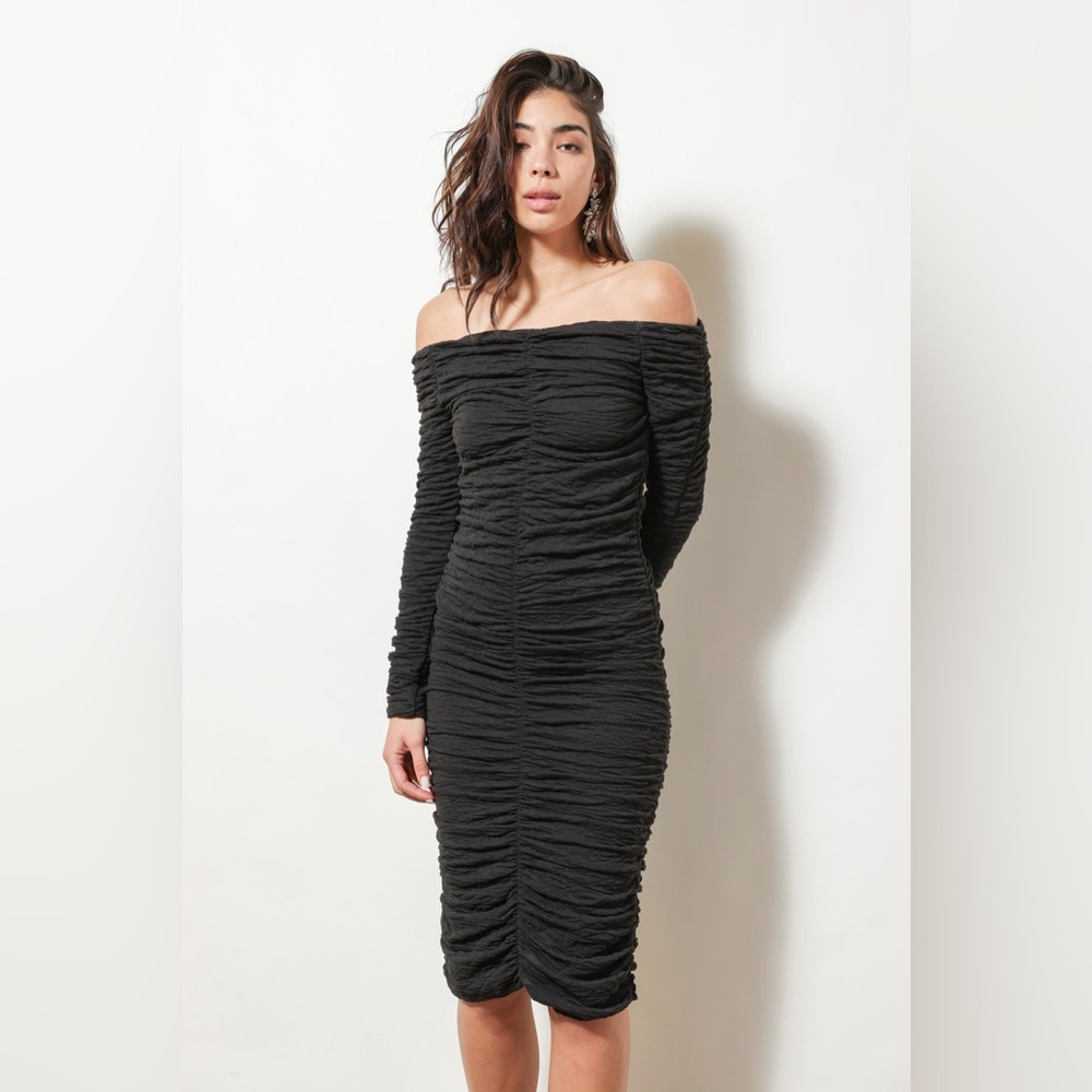 Line‎ and Dot Ruched Bodycon Long Sleeve Dress Size XS